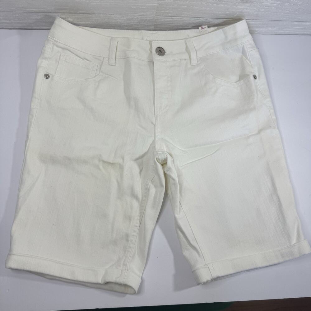 Girls Cuffed Shorts White Denim - Sz 16 1/2 -JUSTICE -Soft Stretchy 5-pocket NWT